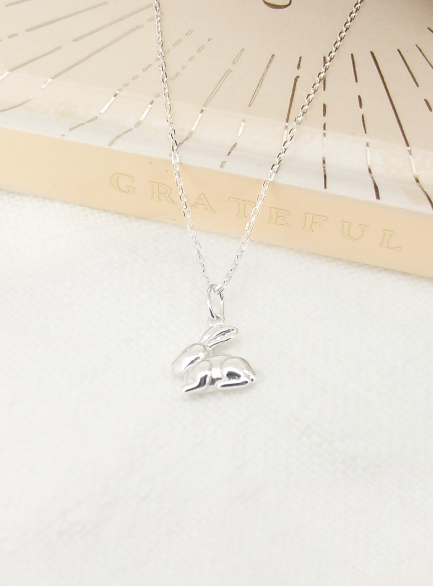 Bunny Rabbit Charm Necklace in Sterling Silver