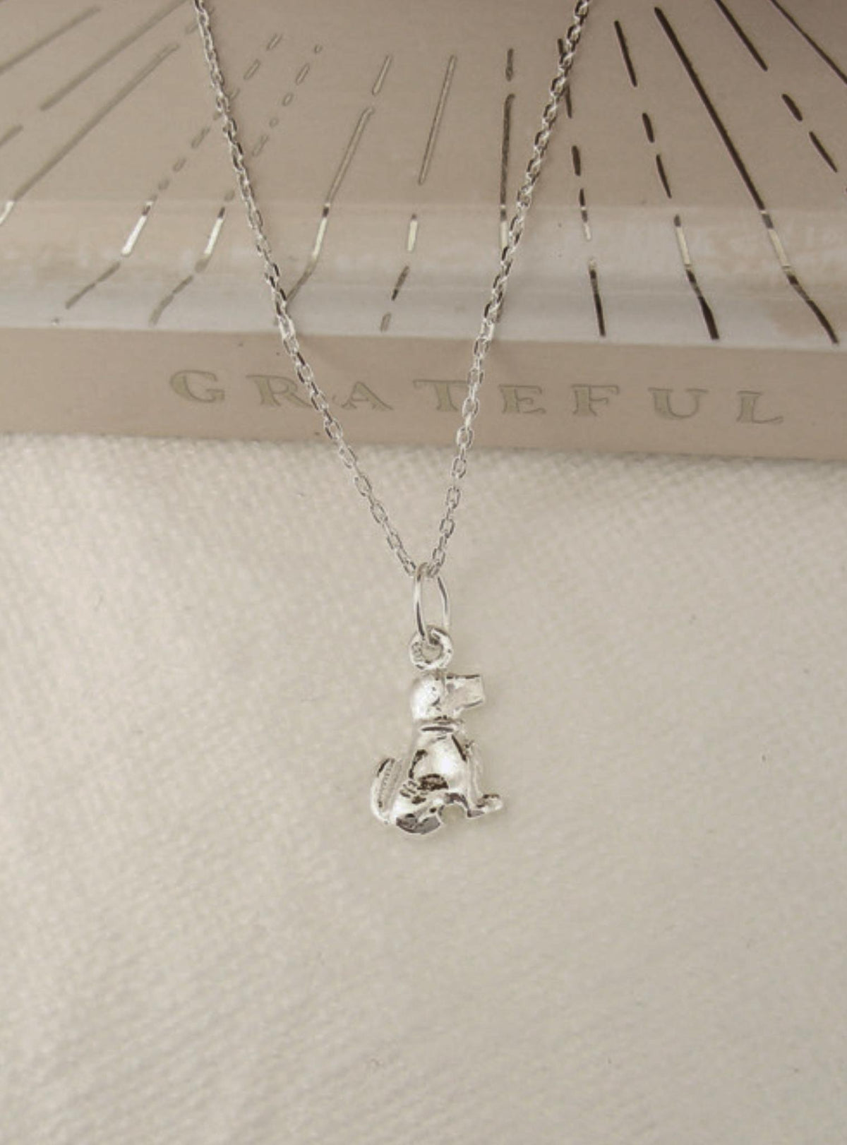 Puppy Dog Charm Necklace in Sterling Silver