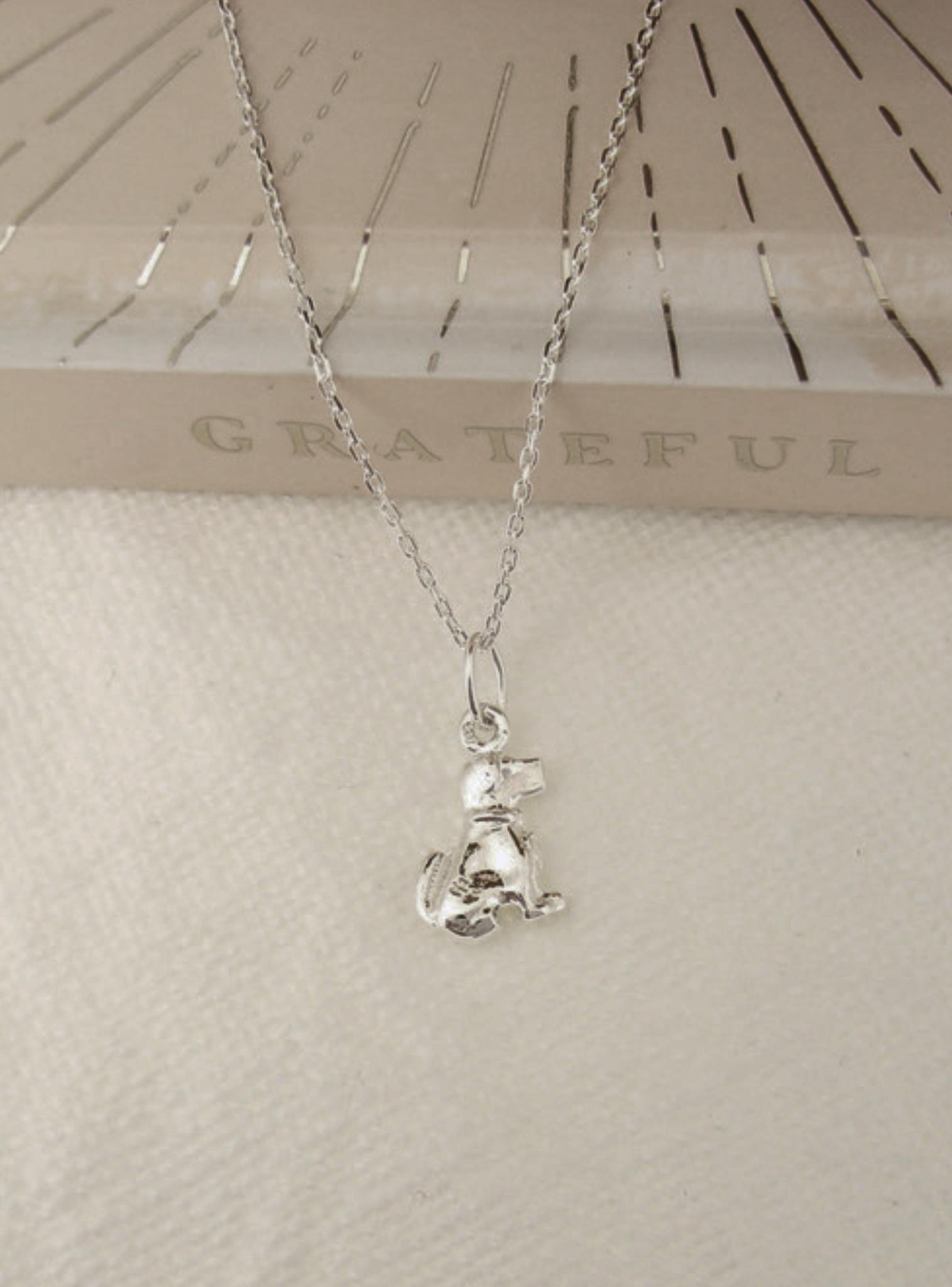 Puppy Dog Charm Necklace in Sterling Silver