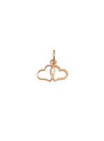 Double Twin Love Hearts Charm in 9ct Rose Gold
