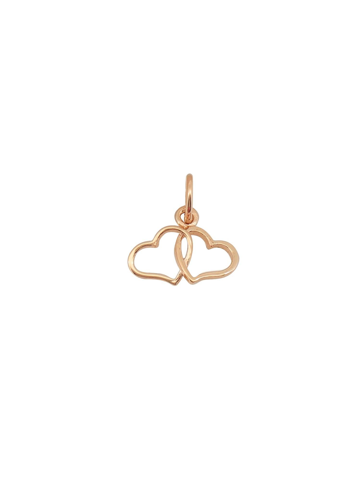 Double Twin Love Hearts Charm in 9ct Rose Gold