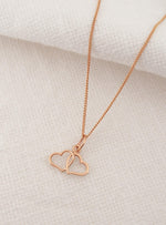 Double Twin Love Hearts Charm in 9ct Rose Gold