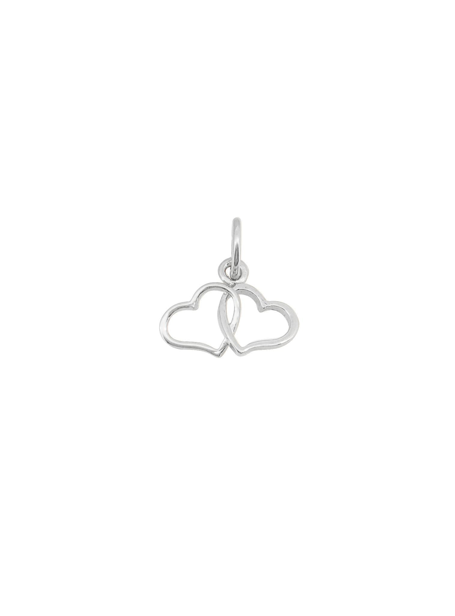 Double Twin Love Hearts Charm in Sterling Silver