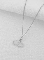 Double Twin Love Hearts Charm in Sterling Silver