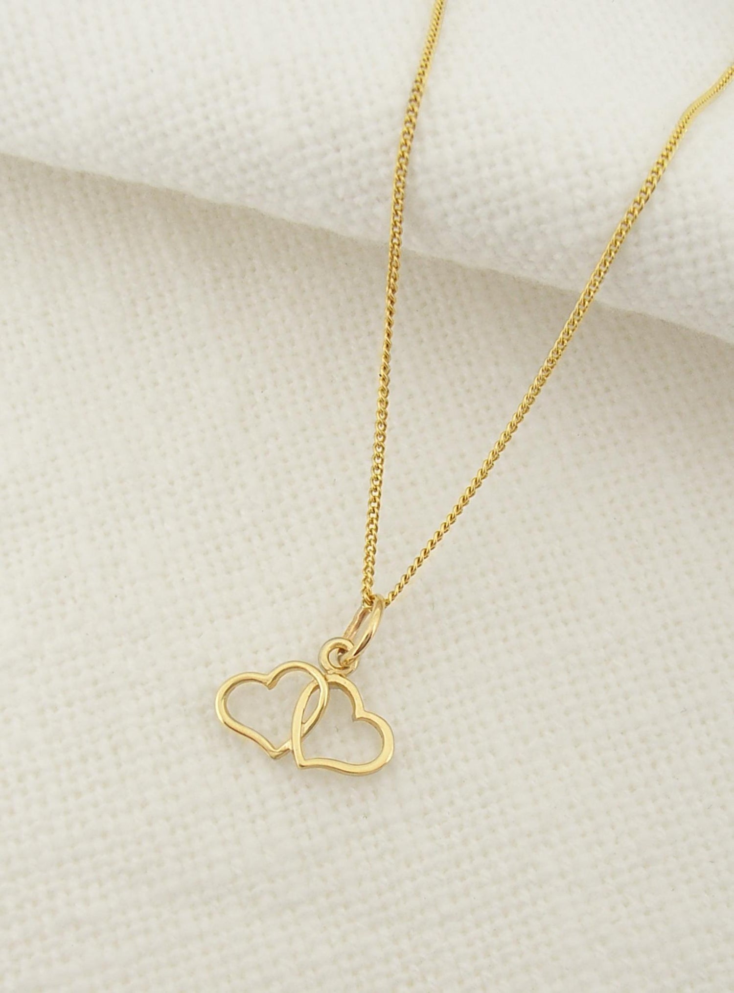 Double Twin Love Hearts Charm in 9ct Gold