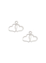 Double Love Heart Charms for Sleeper Earrings in Silver