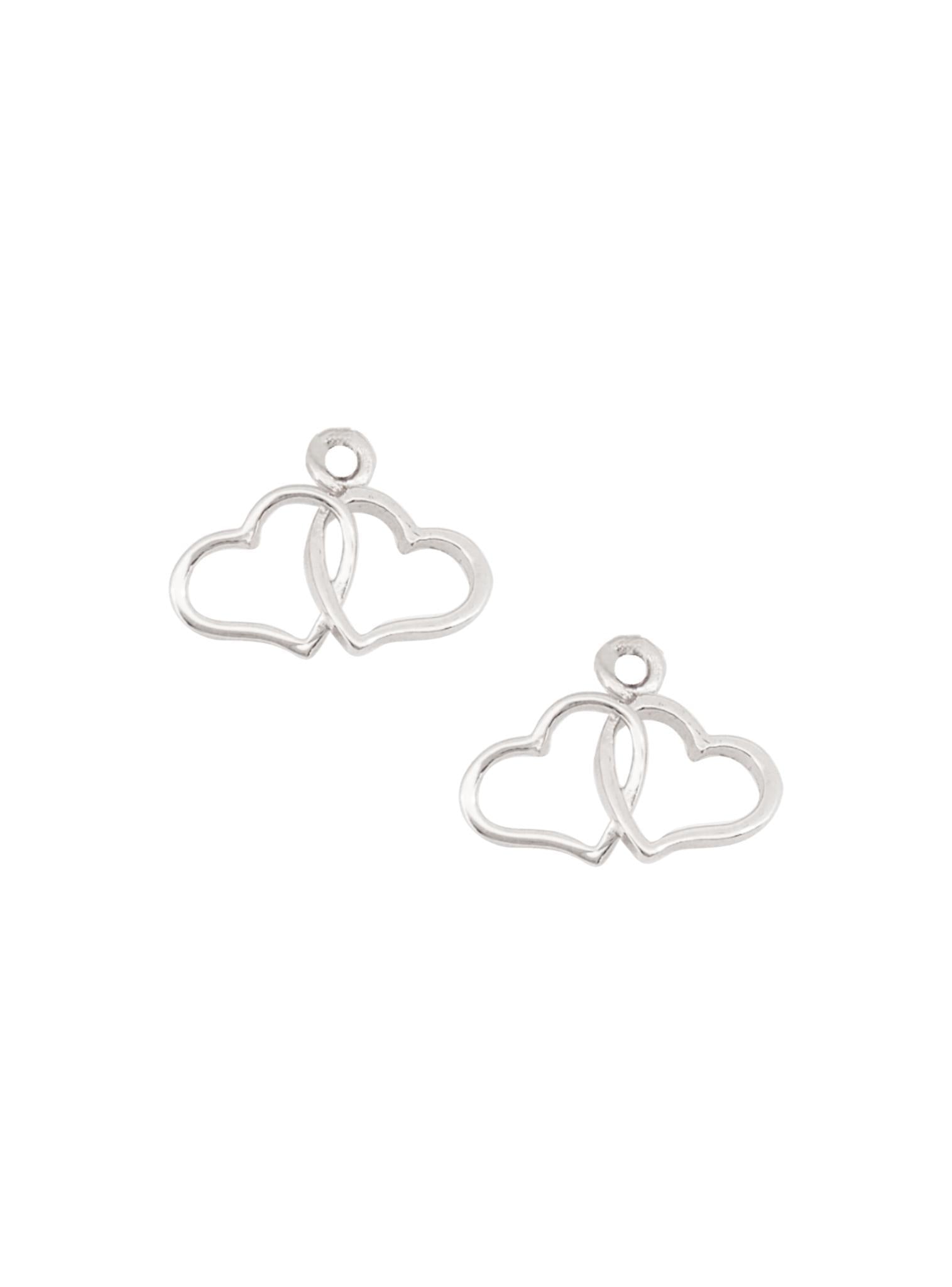 Double Love Heart Charms for Sleeper Earrings in Silver