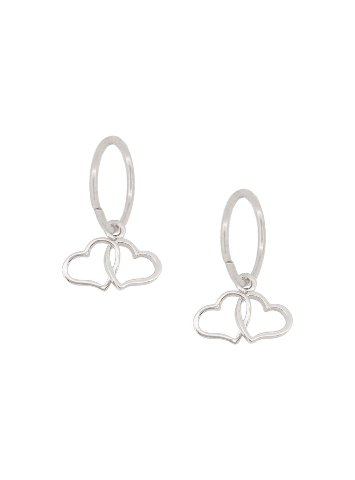 Double Love Heart Charms for Sleeper Earrings in Silver