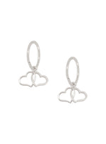 Double Love Heart Charms for Sleeper Earrings in Silver