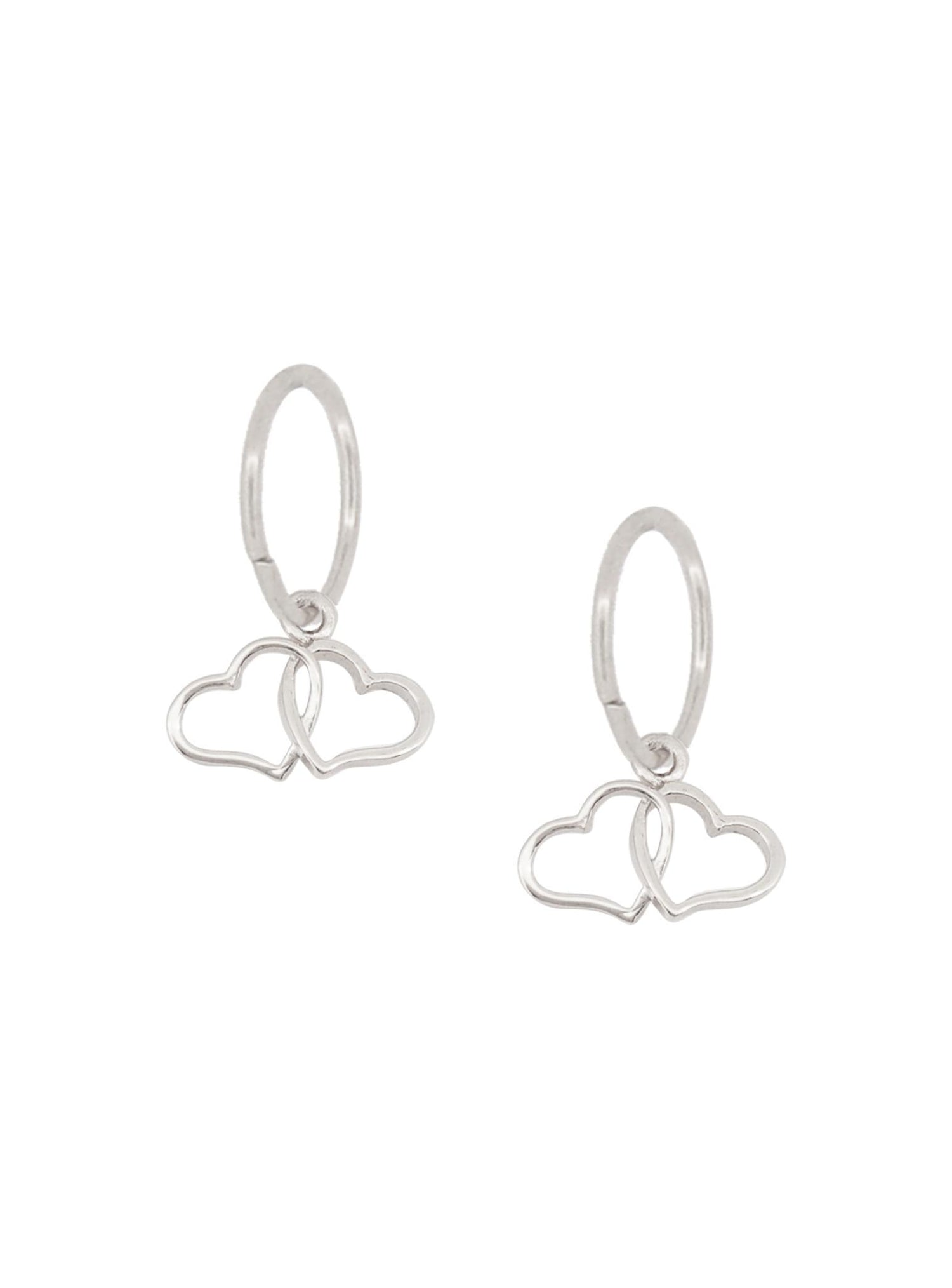 Double Love Heart Charms for Sleeper Earrings in Silver