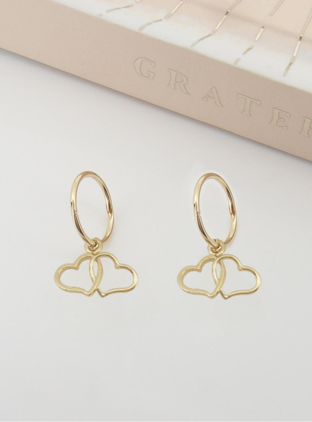 Double Love Heart Charms for Sleeper Earrings in 9ct Gold