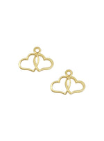 Double Love Heart Charms for Sleeper Earrings in 9ct Gold