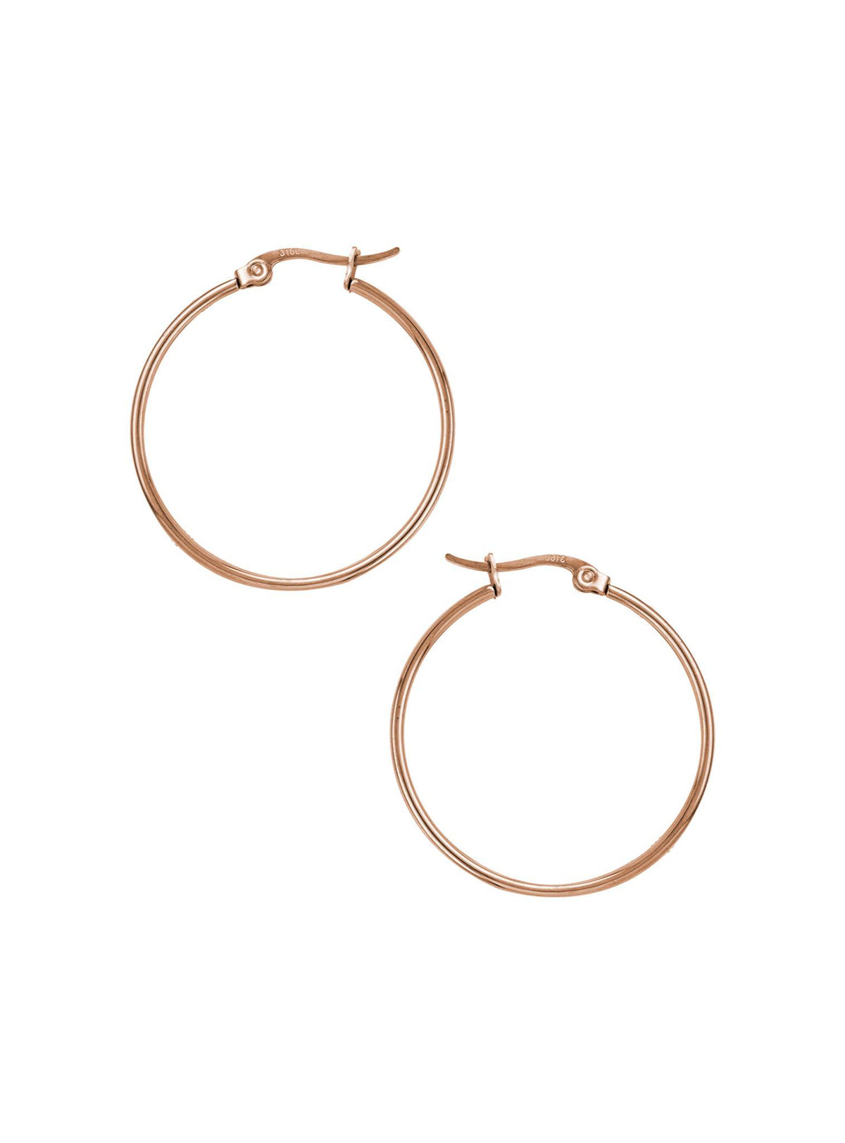 Dakota 15mm Simple Round Hoop Earrings in Rose