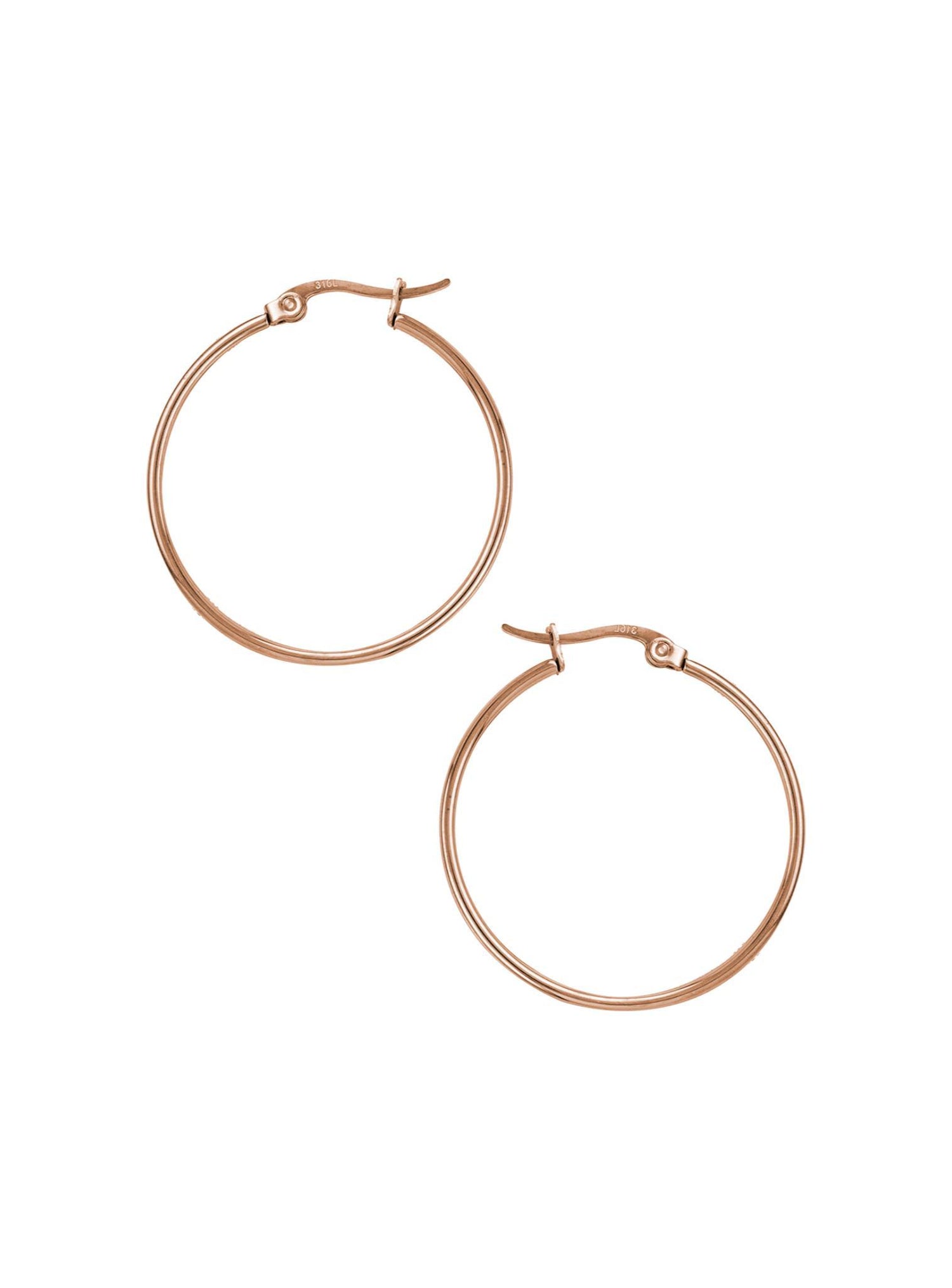 Dakota 15mm Simple Round Hoop Earrings in Rose