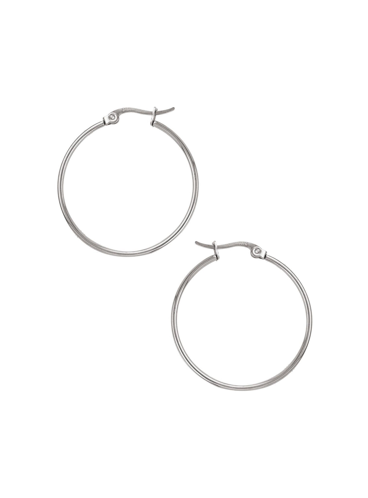 Dakota 30mm Simple Round Hoop Earrings in Silver