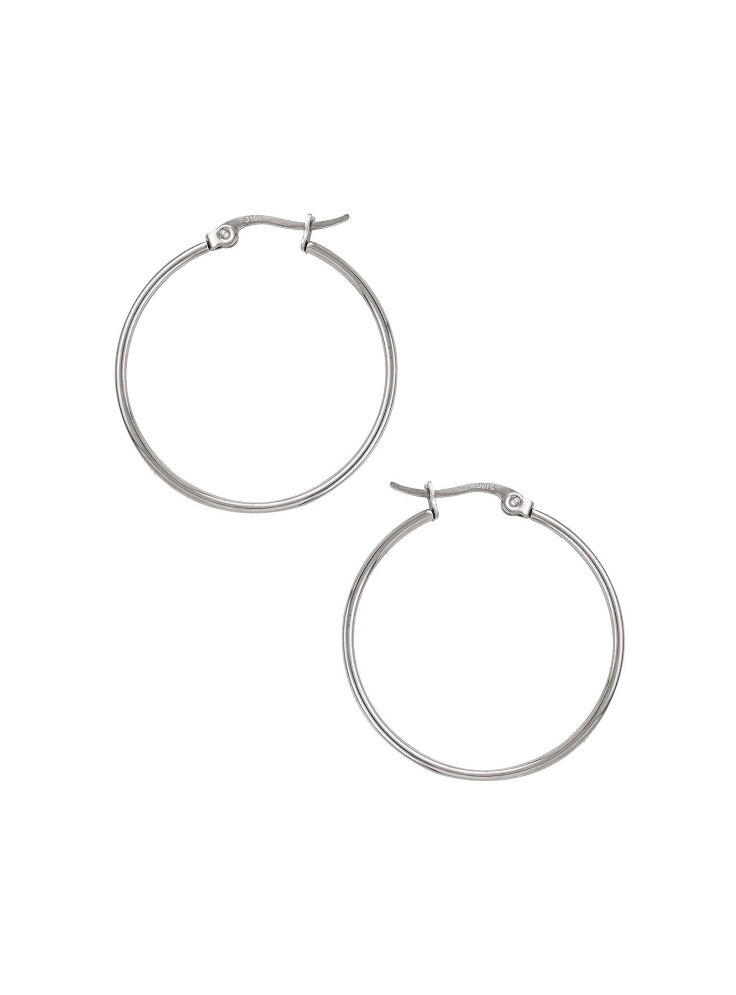 Dakota 30mm Simple Round Hoop Earrings in Silver