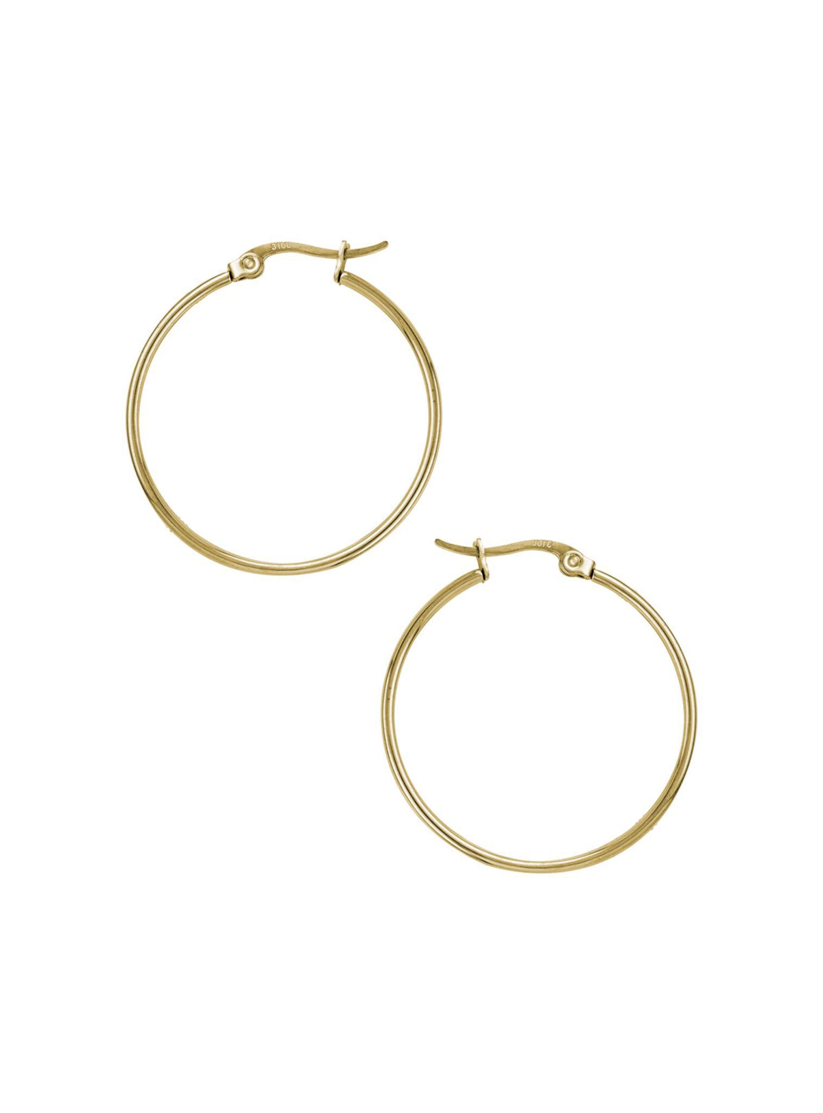 Dakota 30mm Simple Round Hoop Earrings in Gold
