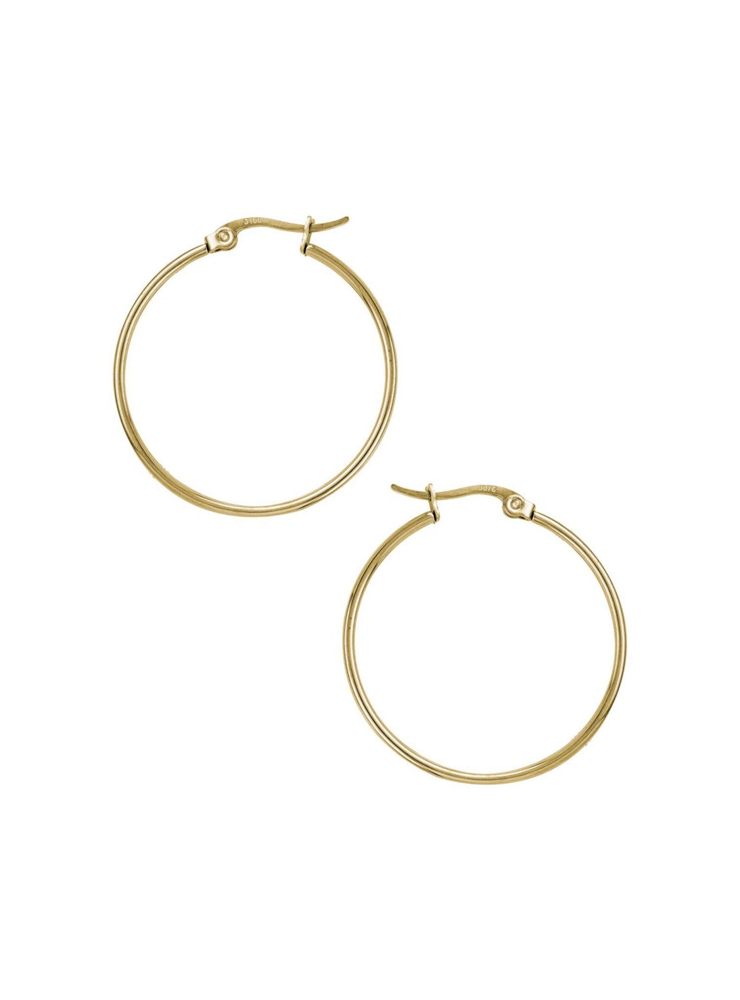 Dakota 30mm Simple Round Hoop Earrings in Gold