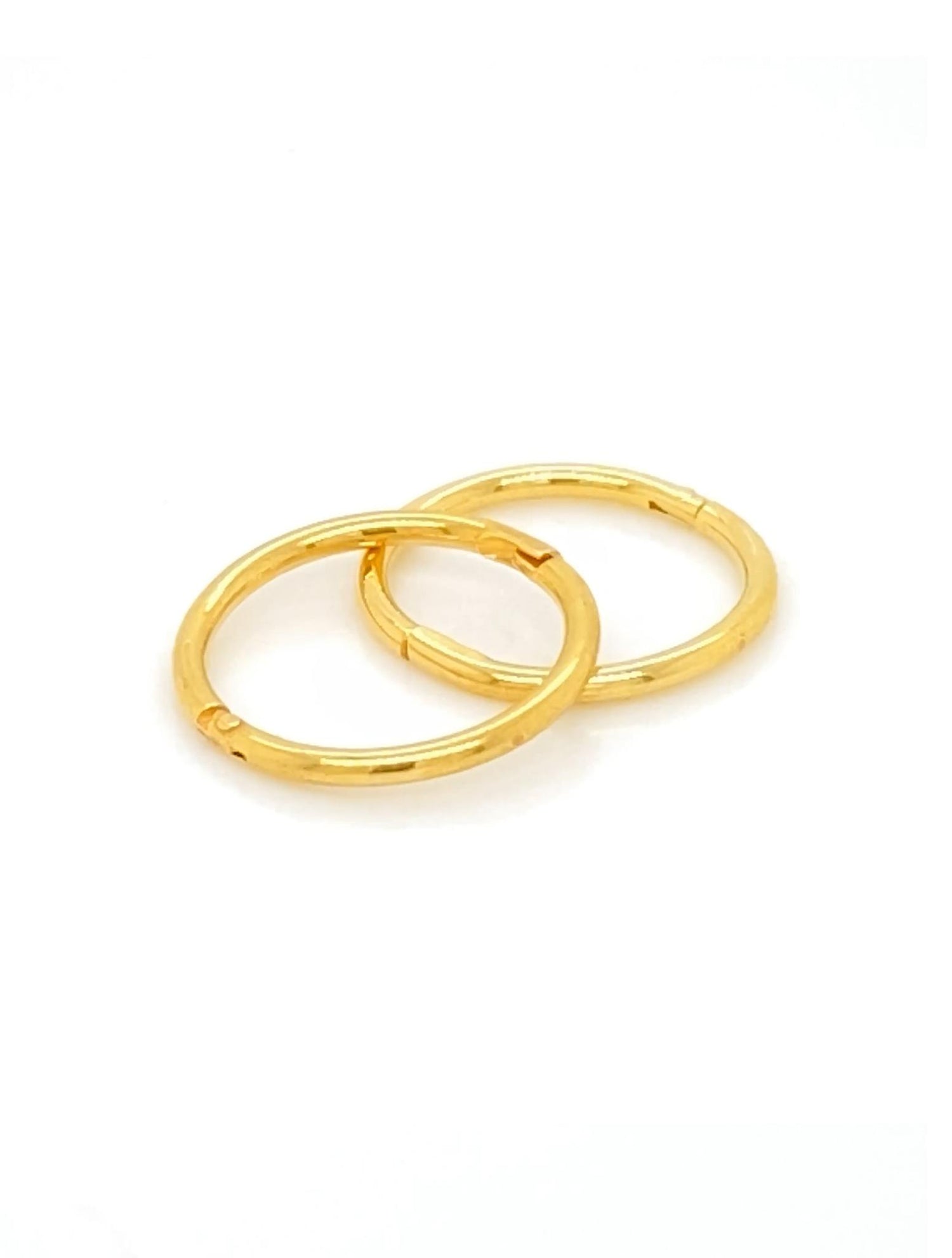 Solid 18ct Gold Small Plain Hinged Sleeper Hoop Earrings