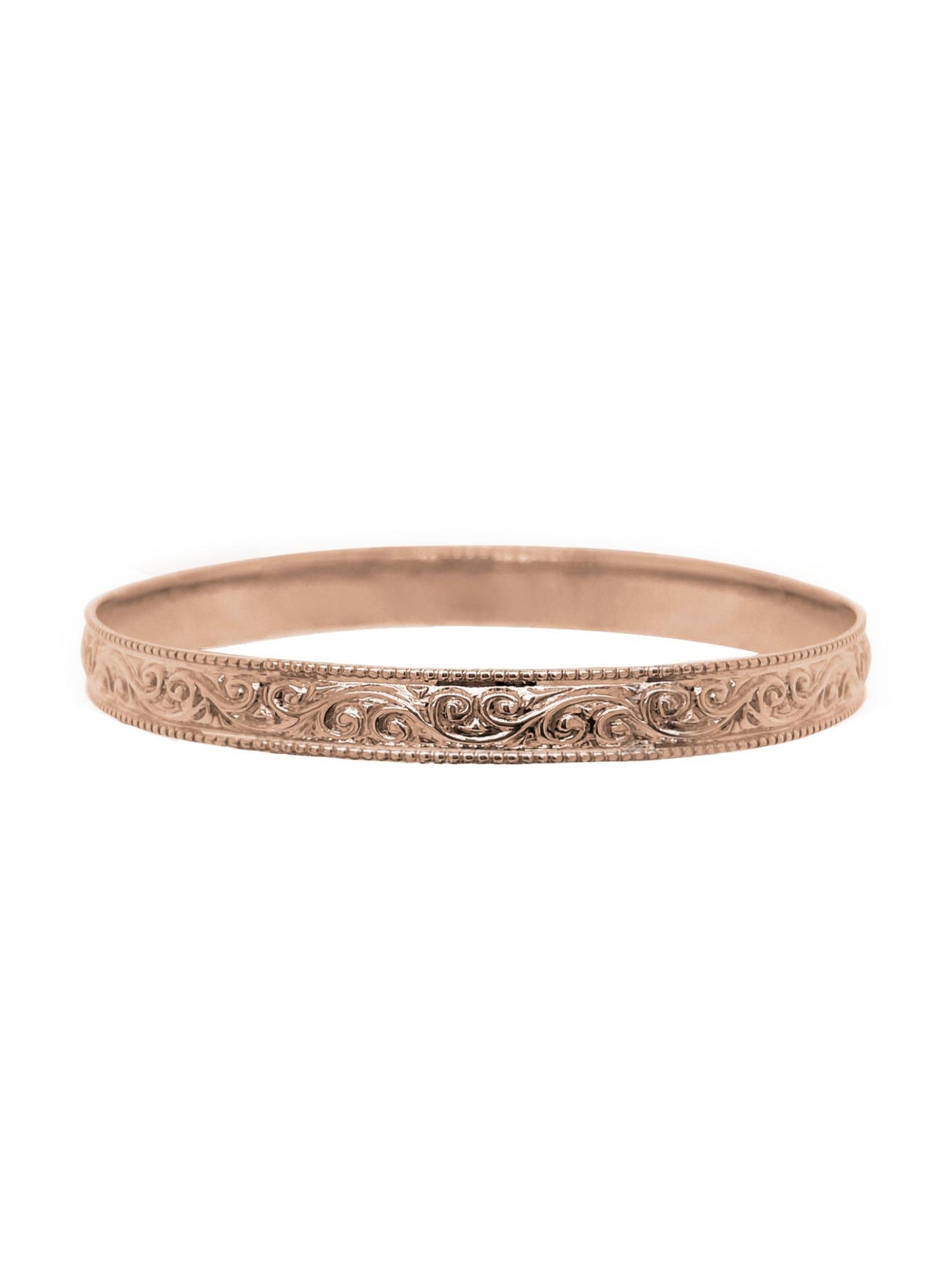 Filigree Embossed 6mm Bangle in 9ct Rose Gold