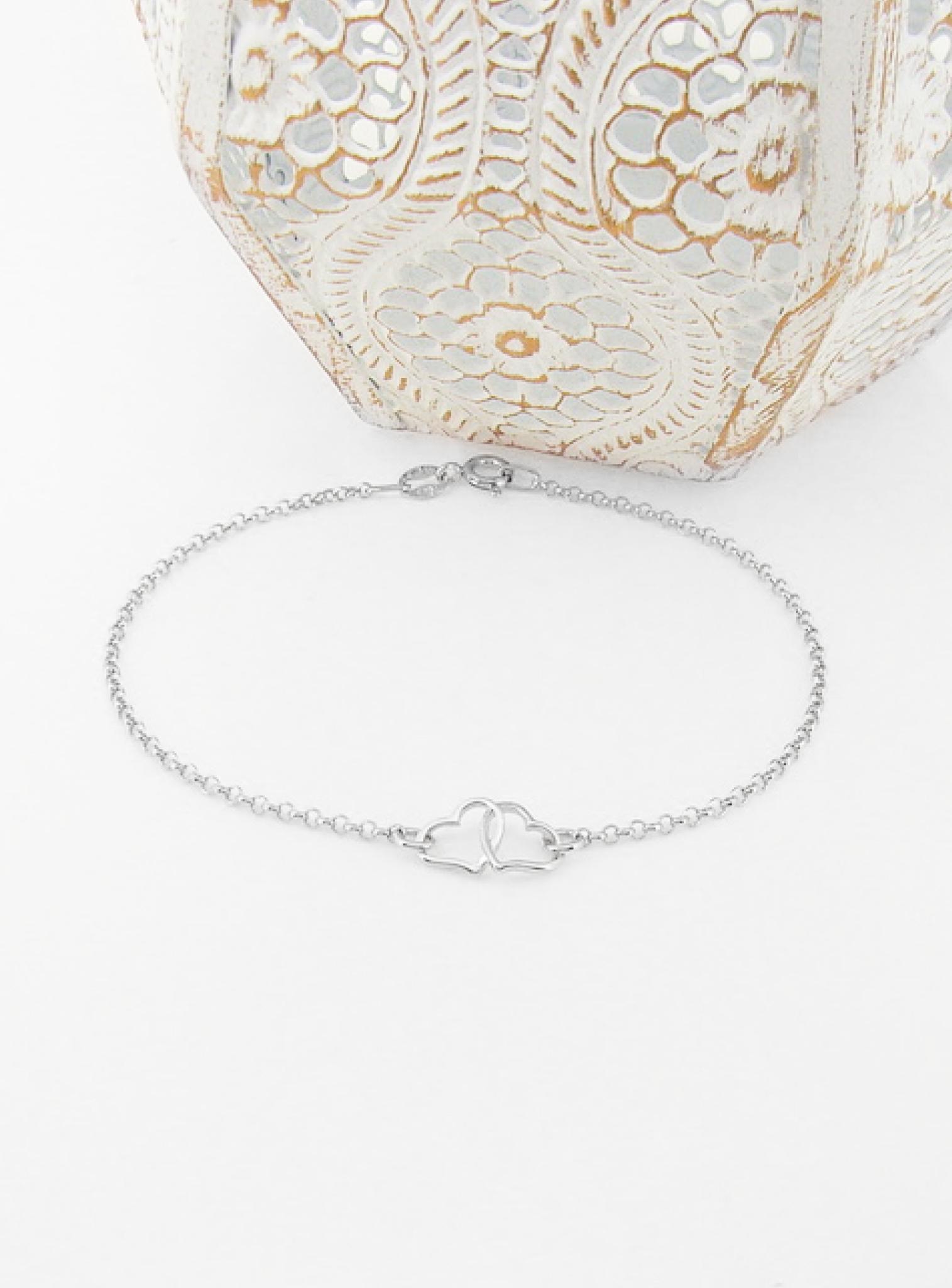 Twin Love Heart Charm Bracelet in Sterling Silver