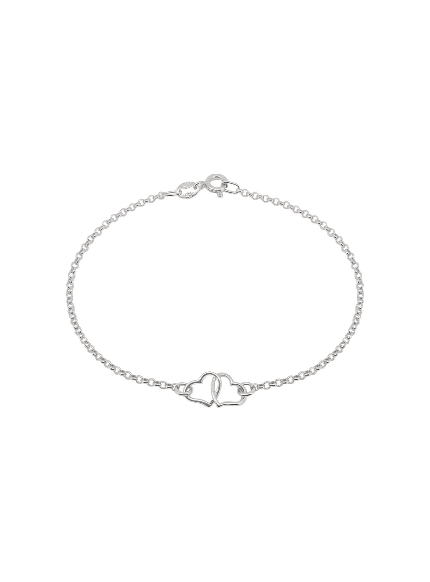 Twin Love Heart Charm Bracelet in Sterling Silver
