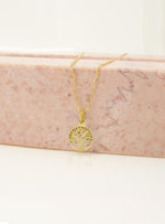 Tree of Life Charm Paperclip Necklace Chain in 9ct Gold