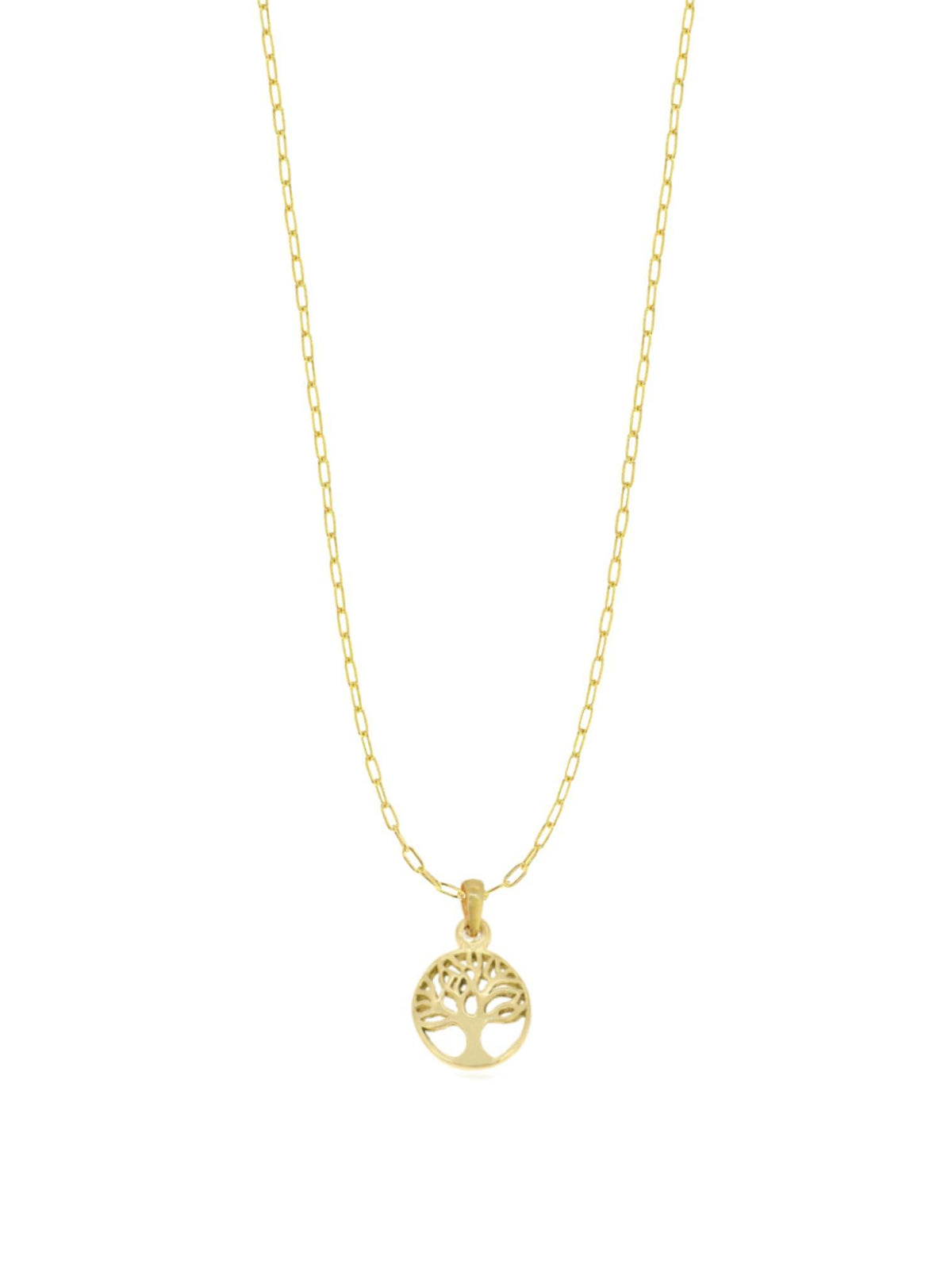 Tree of Life Charm Paperclip Necklace Chain in 9ct Gold