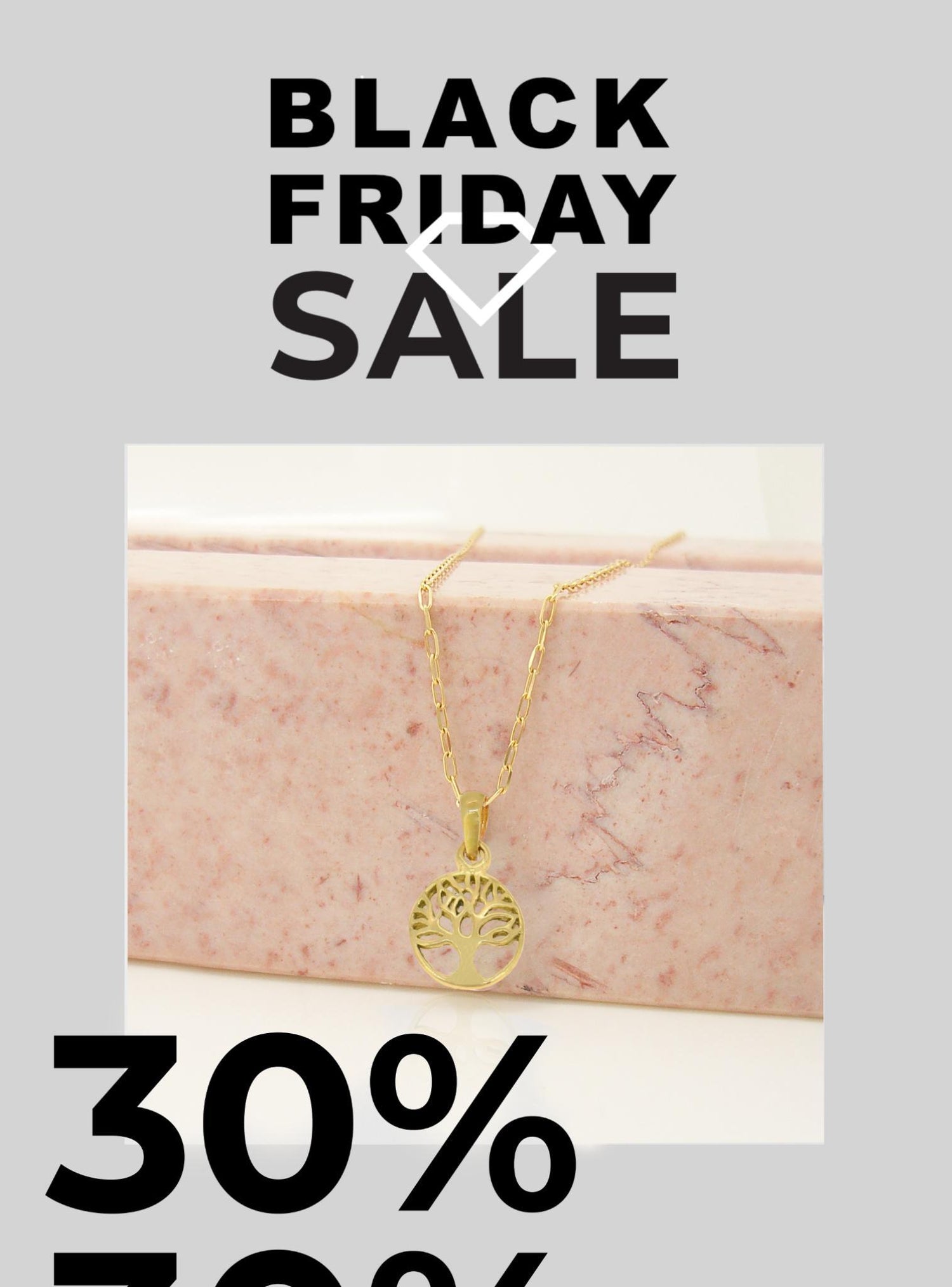 Tree of Life Charm Necklace Paperclip Chain in 9ct Gold