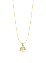 Tree of Life Charm Paperclip Necklace Chain in 9ct Gold