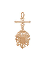 Unisex Tbar Fob Shield Pendant in Solid 9ct Rose Gold