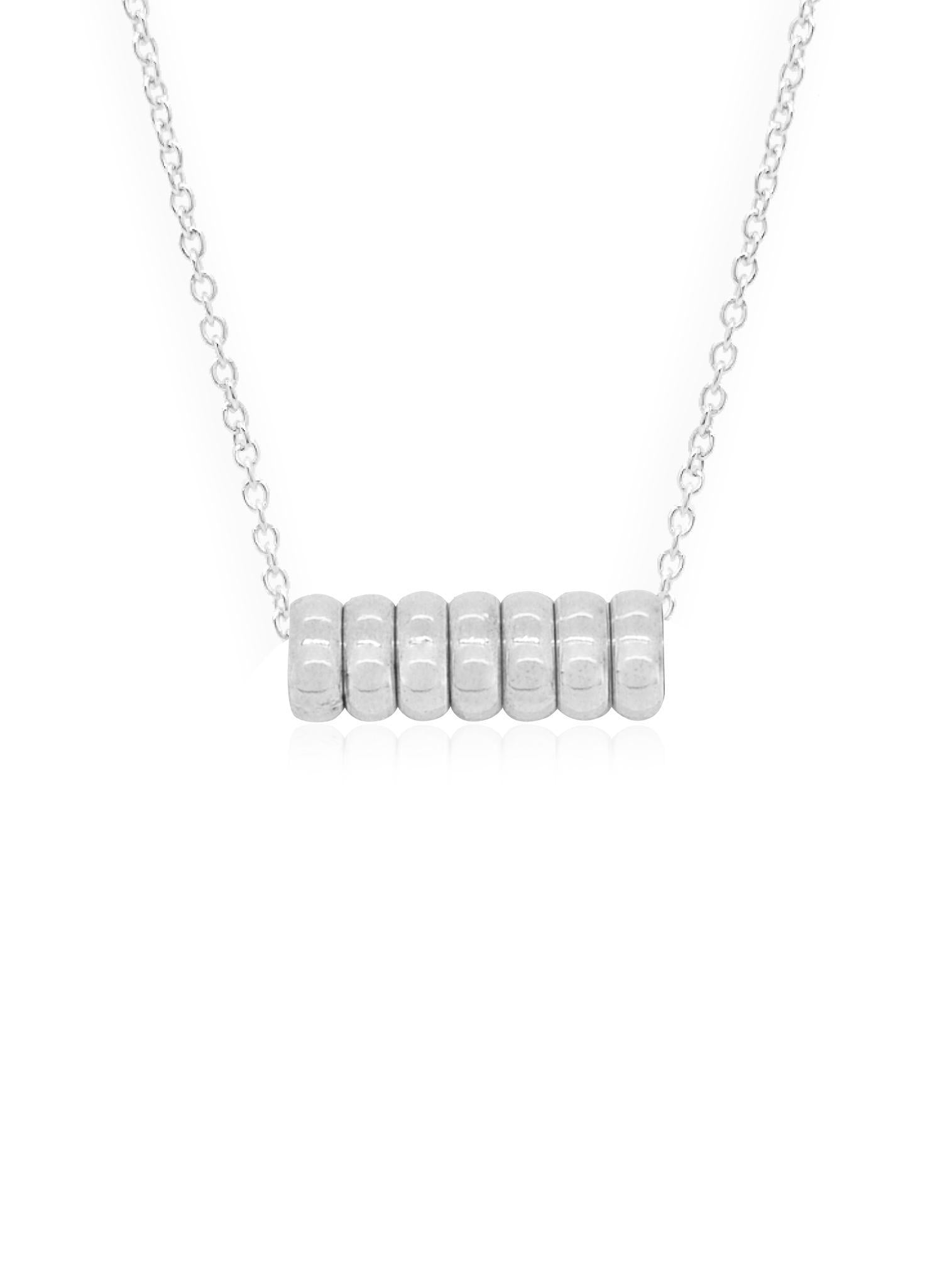 Sterling Silver 7 Seven Lucky Rings Charm Necklace