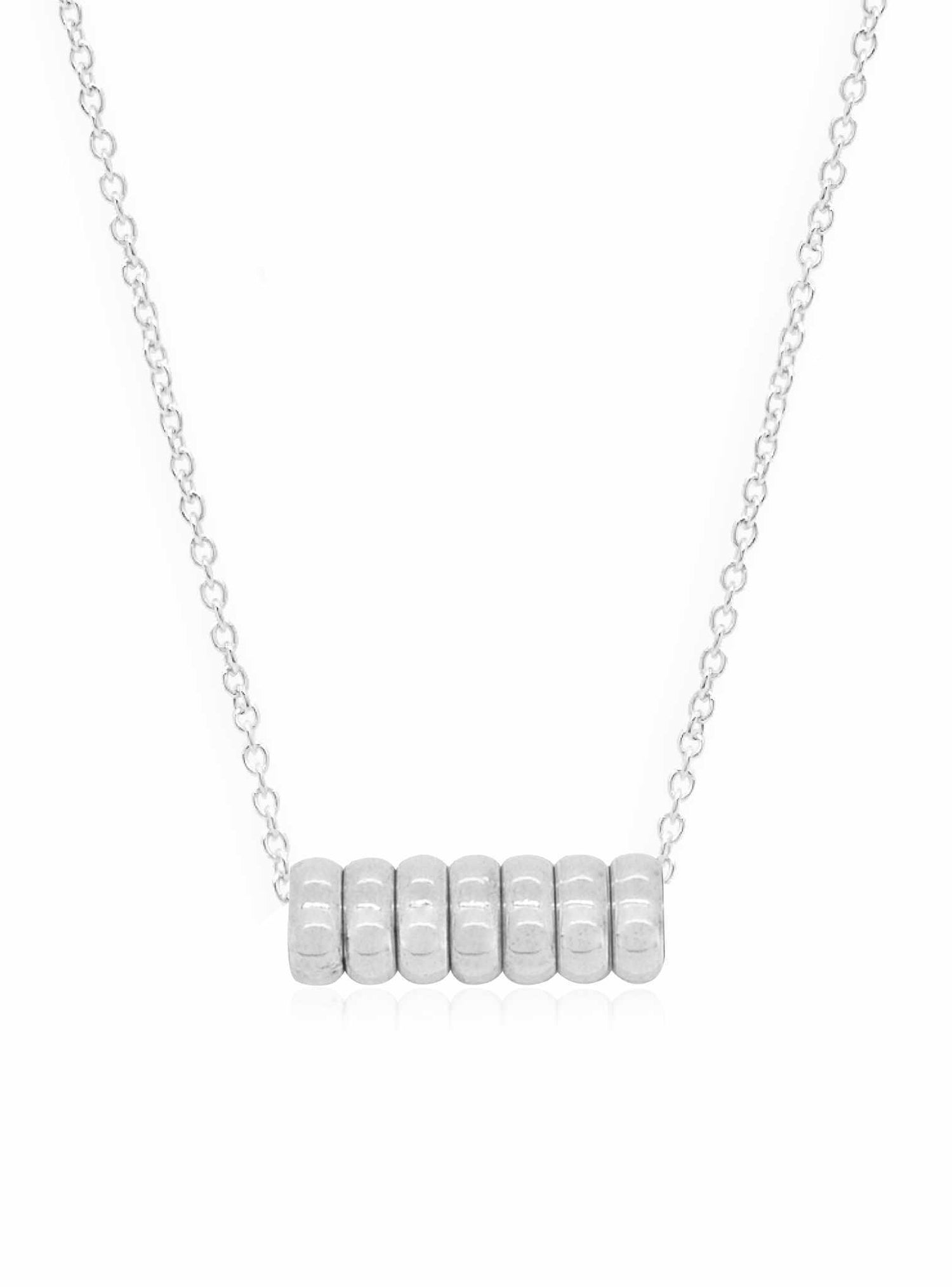 Sterling Silver 7 Seven Lucky Rings Charm Necklace