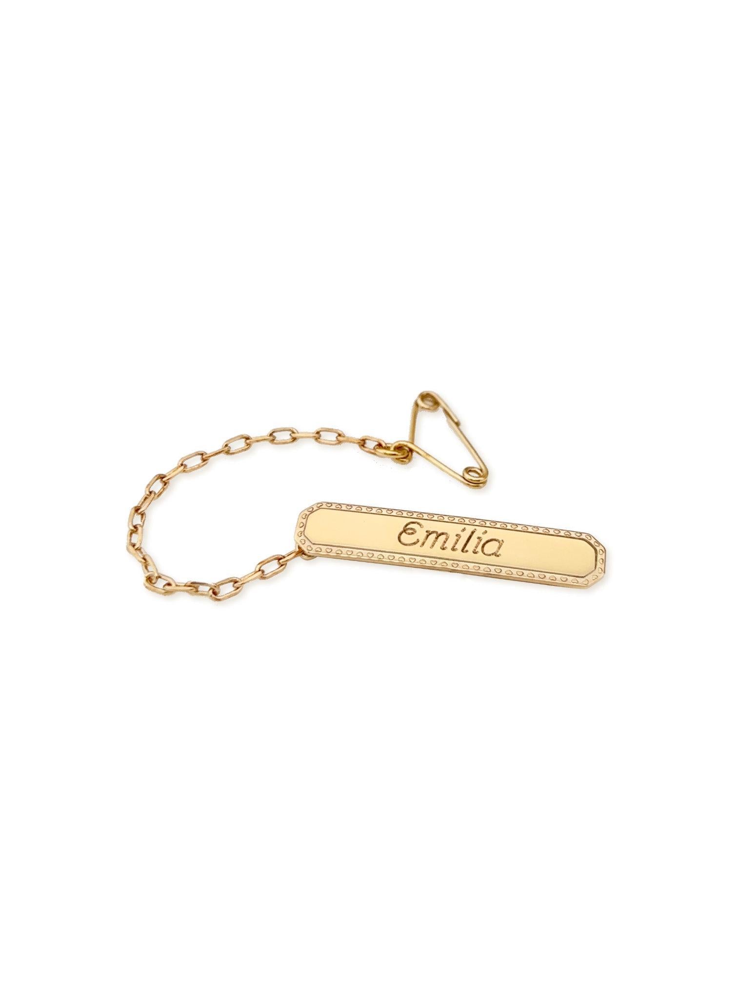 Identity Name Baby Brooch in 9ct Gold