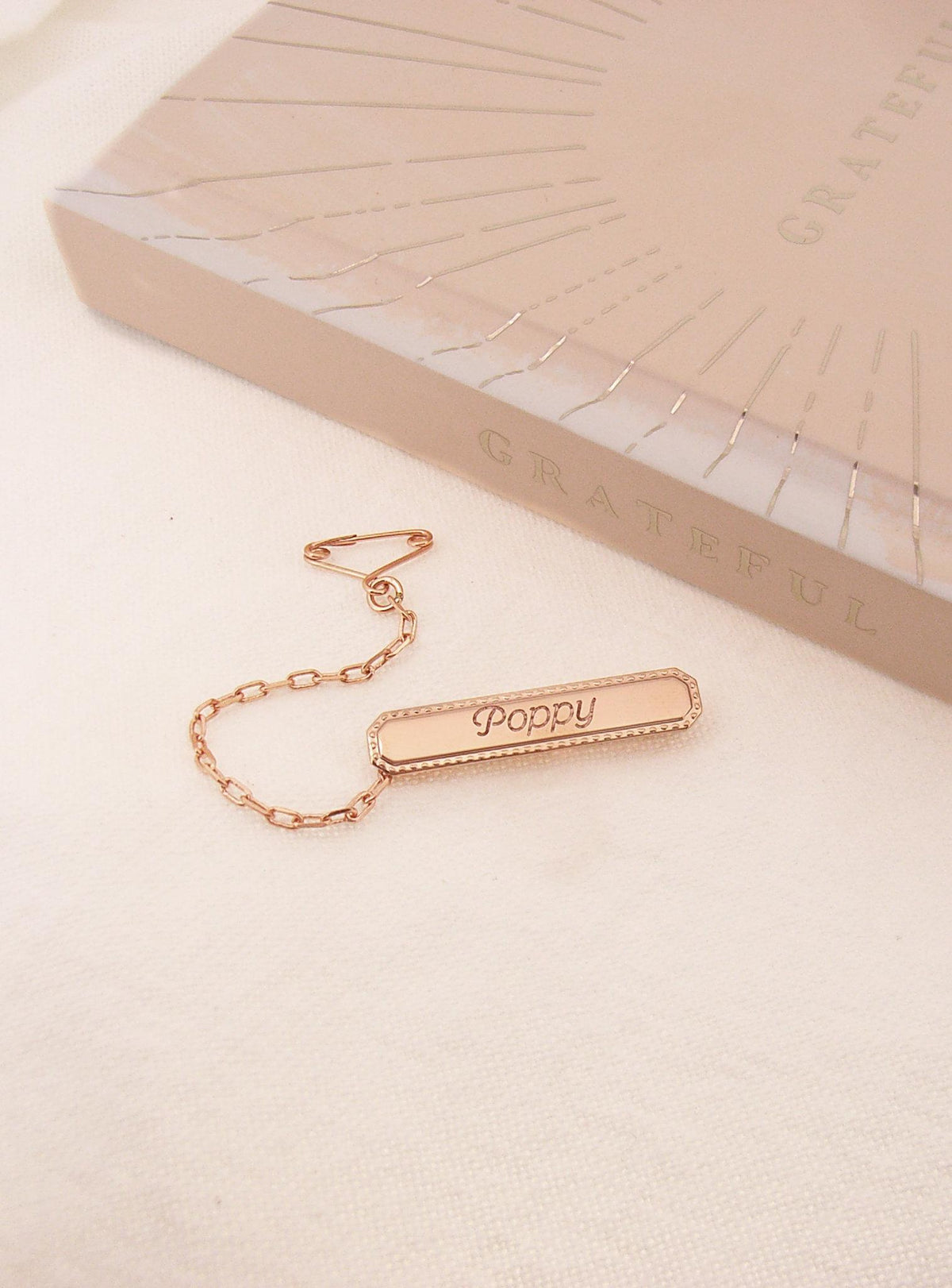 Identity Name Baby Brooch in 9ct Rose Gold