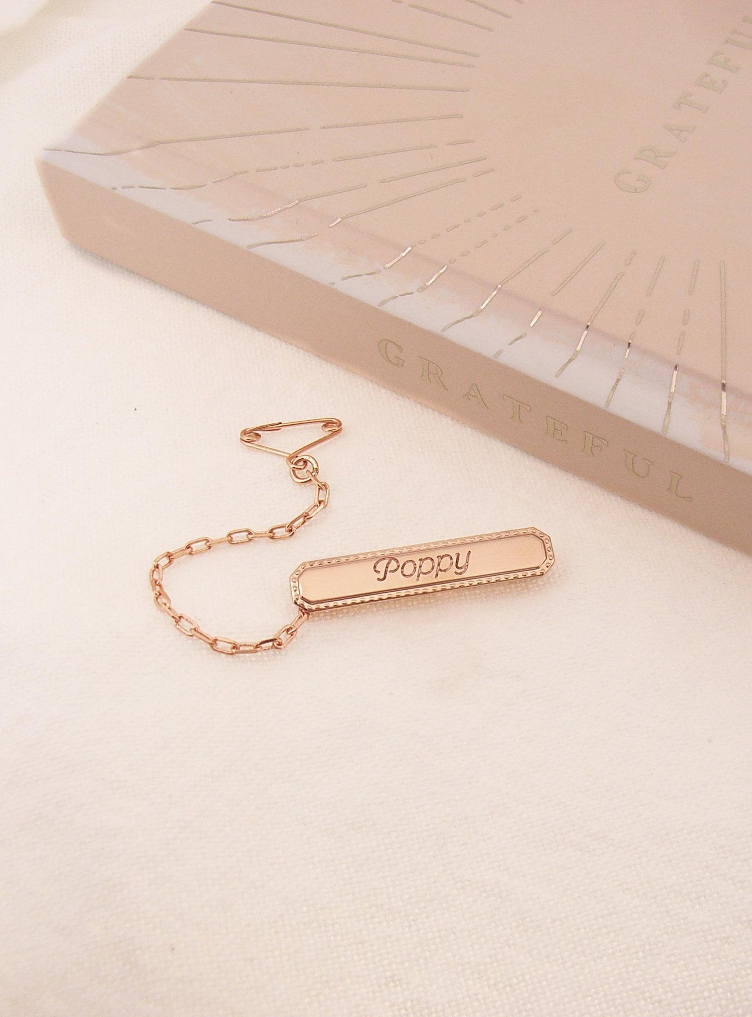 Identity Name Baby Brooch in 9ct Rose Gold