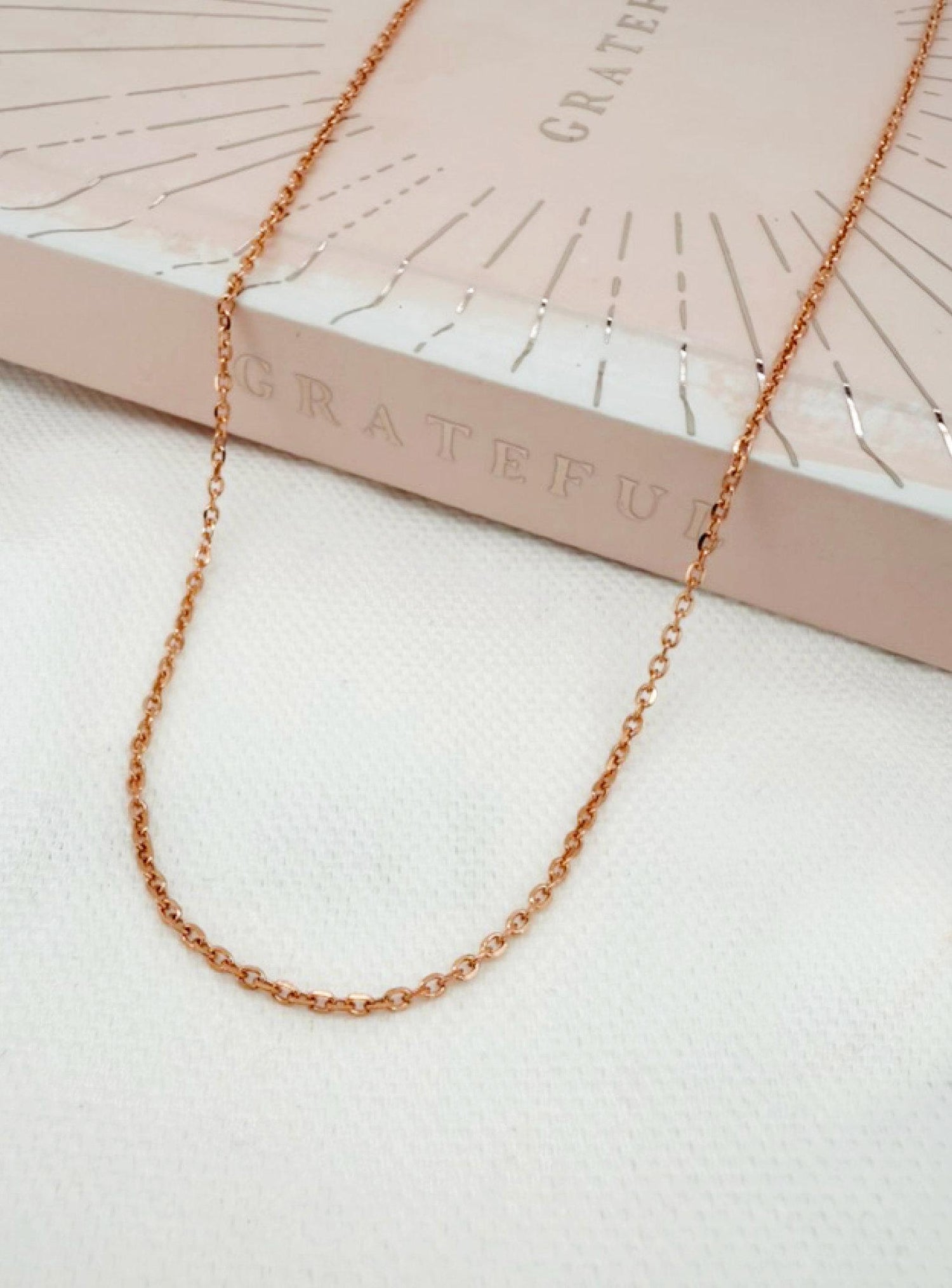 Simple Cable Trace Necklace Chain in Solid 9ct Rose Gold