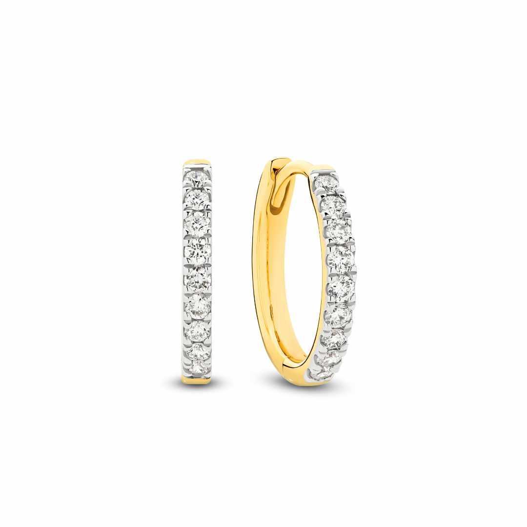 Small Diamond Huggie Hoop Earrings in 9ct Gold