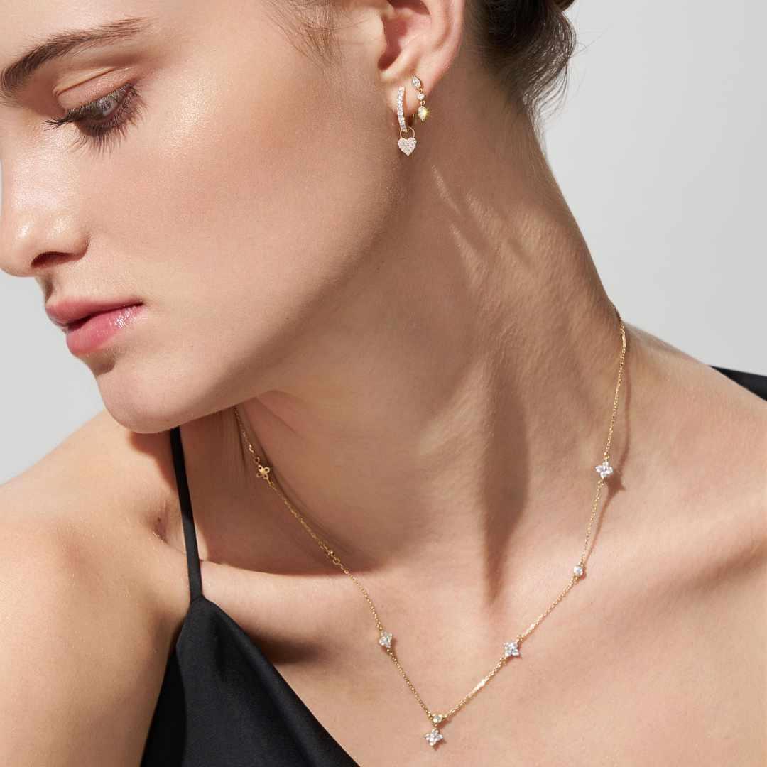 Diamond Heart Charms for Hoop Earrings in 9ct Gold