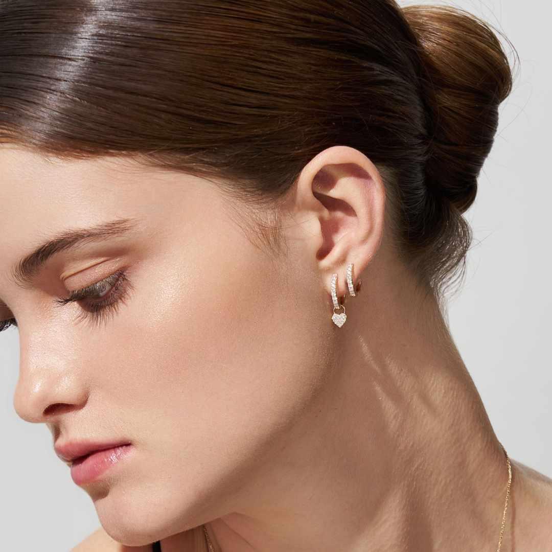 Diamond Heart Charms for Hoop Earrings in 9ct Gold