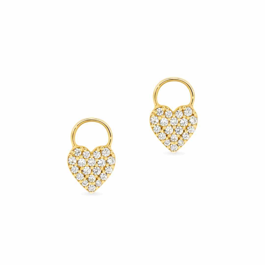Diamond Heart Charms for Hoop Earrings in 9ct Gold