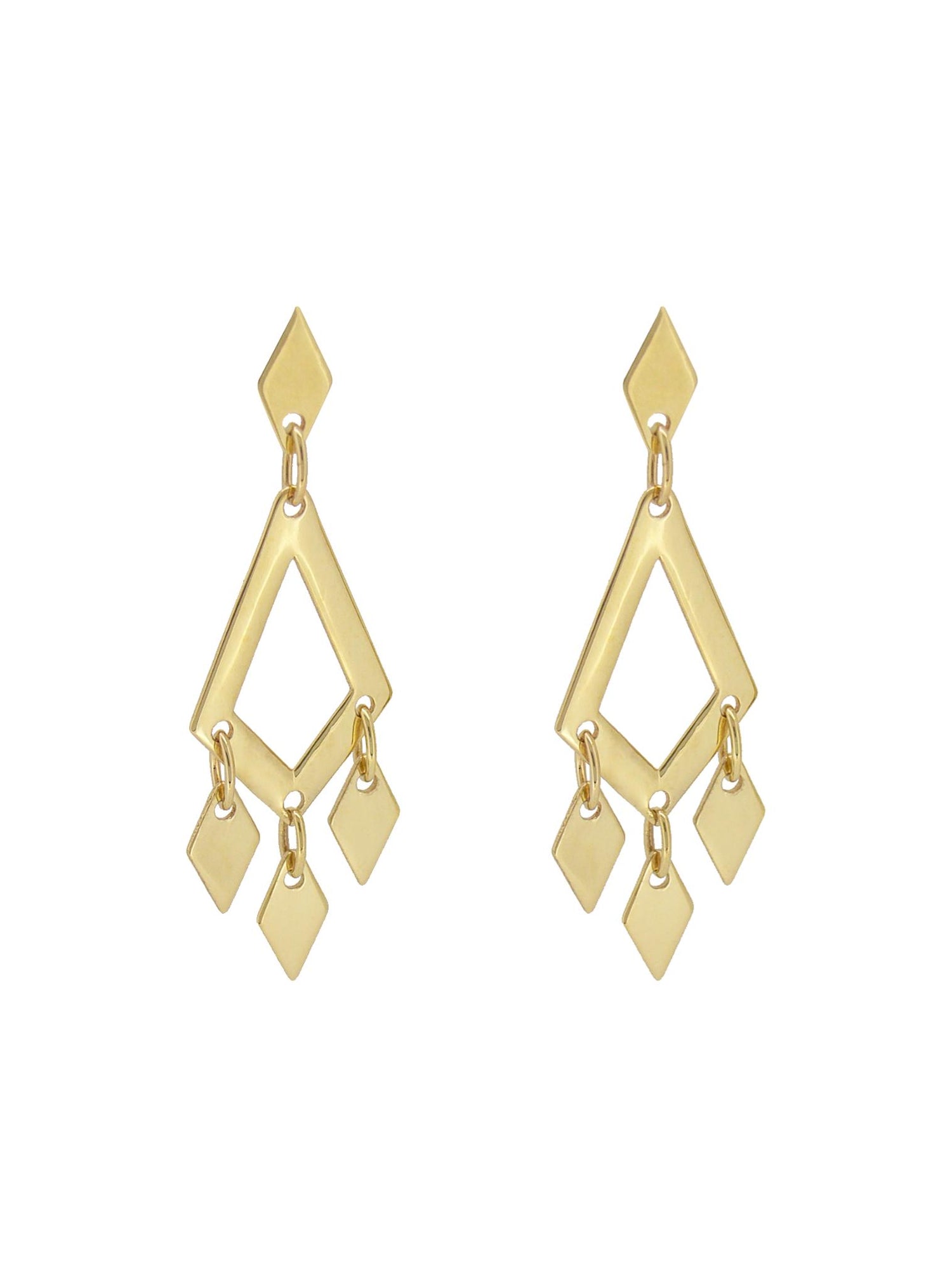 Sparkling Diamond Kite Drops Stud Earrings in 9ct Gold