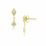Dainty Kite CZ Stud Dangle Earrings in 9ct Gold