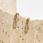 Paperclip Diamond Stud Earrings in 9ct Gold