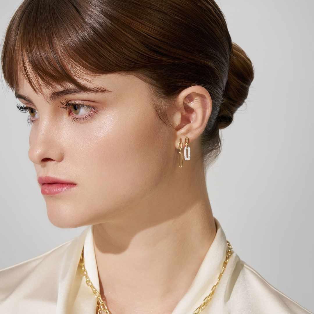 Paperclip Diamond Stud Earrings in 9ct Gold