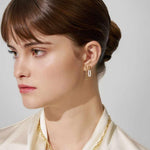 Paperclip Dangle Drop Stud Earrings in 9ct Gold