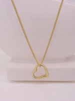 Solid 9ct Gold Swing Heart Charm Curb Necklace Chain