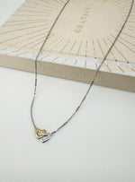 Interlocking Double Heart Charm Necklace in 9ct White Gold