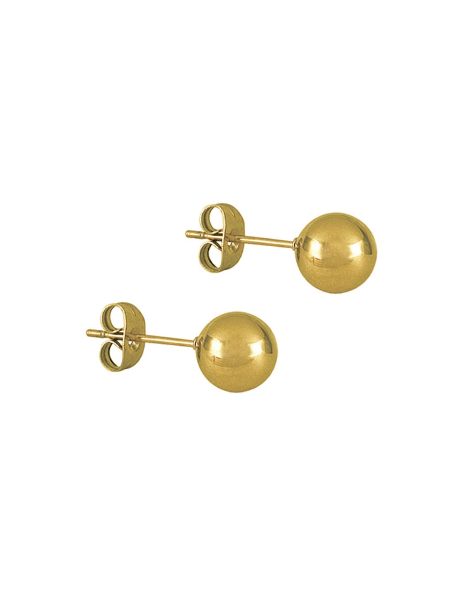 Spherical 8mm Round Ball Stud Earrings in Gold