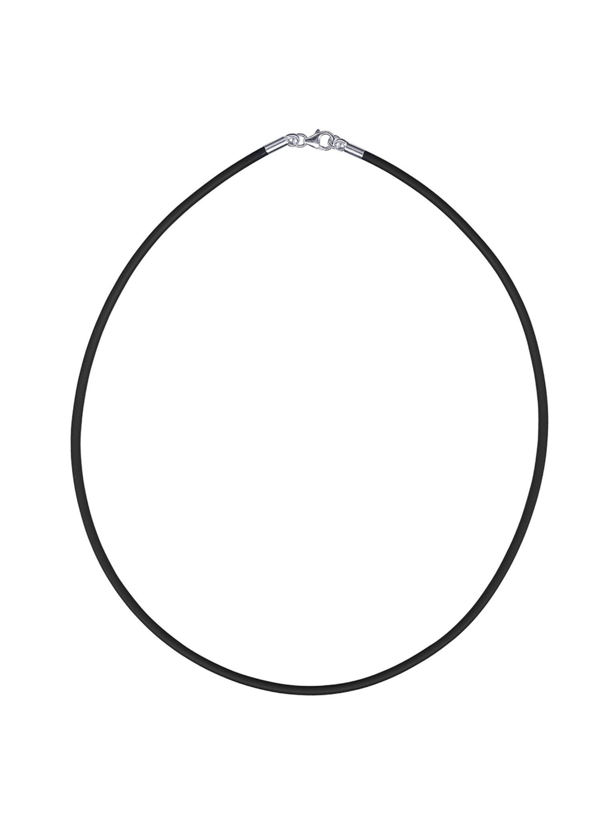 Unisex Black Neoprene Necklace in Sterling Silver